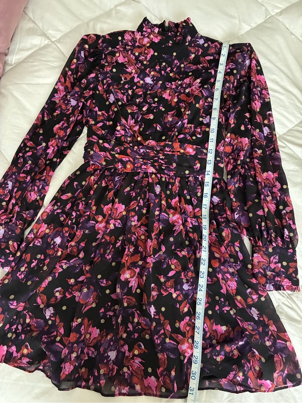 Aqua Floral Black and Purple Dress